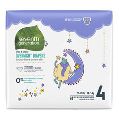 Seventh Generation Free & Clear Overnight Diapers, Size 4, 24 ct