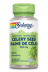 SOLARAY – Celery Seed, 505mg| Herbal Support | Apium Graveolens, Whole Root| Dietary Supplement | Vegan, Lab Verified | 100 Vegetarian Capsules