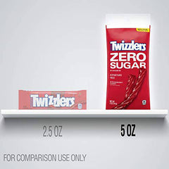 TWIZZLERS Zero Sugar Twists Strawberry Flavored Chewy Candy, Bulk Aspartame Free, 5 oz Bags