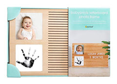 Pearhead Babyprints Letterboard Baby Handprint & Photo Frame, Wooden Customizable Letterboard for Baby, New Baby Keepsake