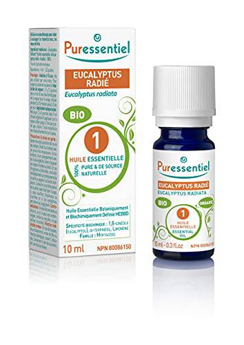 PURESSENTIEL - Eucalyptus Radiata Organic Essential Oil - Used in aromatherapy to help relieve colds, cough and headaches - 100% pure and from natural sources - 10ml