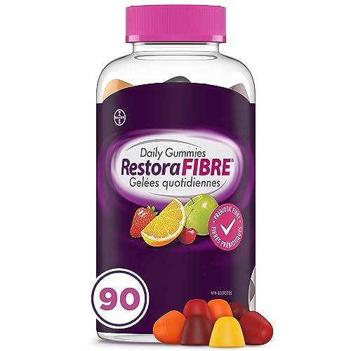 RestoraFIBRE Daily Prebiotic Fibre Gummies - Fibre Supplements For Men And Women, Naturally Sourced Inulin, Promotes Regularity And supports Healthy Digestive system, Gentle Constipation Relief For Adults, 90 Count