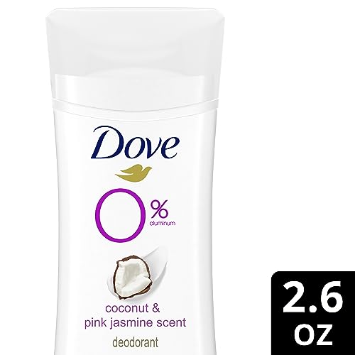 Dove 0% Aluminum Deodorant Stick for Women in Coconut & Pink Jasmine Scent Aluminum Free Deodorant with 48h Odour Protection and 1/4 Moisturizers 74 g