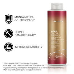 Joico K-Pak Color Therapy Color Protecting Shampoo, for Damaged, Colour Intensity, Heat Protectant with Argan and Keratin, Sulfate Free