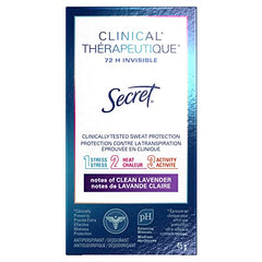 Secret Clinical Strength Invisible Solid Antiperspirant and Deodorant, Clean Lavender, 1.6 Oz