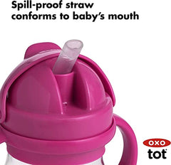 OXO Tot Transitions Straw Cup with Removable Handles, Pink, 6 Ounce