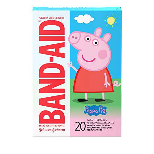 Band-Aid Brand Adhesive Bandages Peppa Pig - Self Adhesive Wound Care Skin Dressing - Assorted Sizes, 20 Count - Zecoya