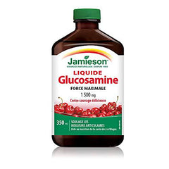 Jamieson Liquid Glucosamine 1,500 mg Maximum Strength - Wild Cherry Flavour, Gluten-Free, 350 ml (Pack of 1)