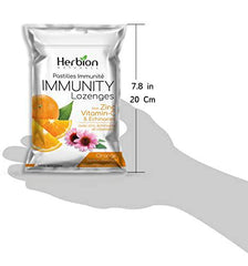 Herbion Naturals Immunity Lozenges with Zinc, Vitamin-C & Echinacea, Source of Antioxidants Helps Maintain & Support Immune System, Promote Good Health for Adults & Kids 6+, 25 CT, Orange Flavour.