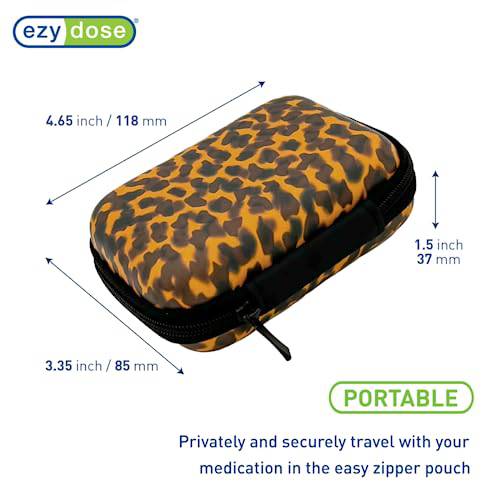 EZY DOSE Hard Sided Pill Case, Features Zippered Pouch, Easy to Use Design, Perfect for Travel and Daily Usage, 8-Comparments, BPA Free, Tortoise