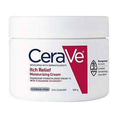 CeraVe Itchy Skin Relief Unisex Moisturizing Cream. For Dry & Eczema-prone skin. Anti-itch cream for minor irritations, insect bug bites, sunburn relief & scrapes. With Pramoxine, Fragrance Free, 340g