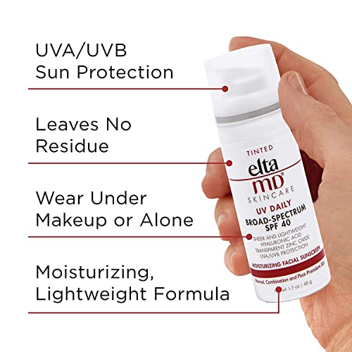 EltaMD UV Daily Tinted Broad-Spectrum SPF 40 Moisturizing Facial Sunscreen, 1.7 oz