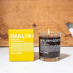 Malin + Goetz Dark Rum Candle â€“ Dark & Spicy Aroma Fragrance Scent, Natural Wax Blend, Traditional Bay Rum Inspired, Vegan & Cruelty Free, Cotton Wick, Lasts 60 Hours, 9 Ounce (Pack of 1)