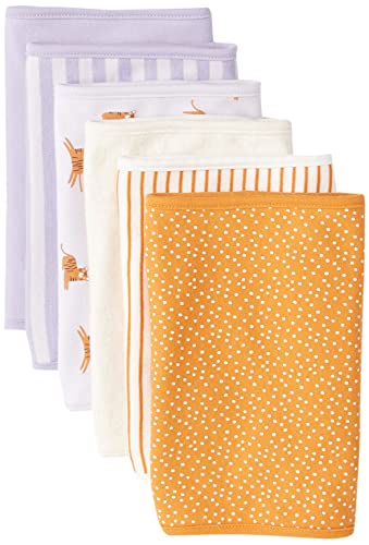 Amazon Essentials Unisex Kids' Burp Cloths, Pack of 6, 6-Pack Lilac Big Cats, One Size