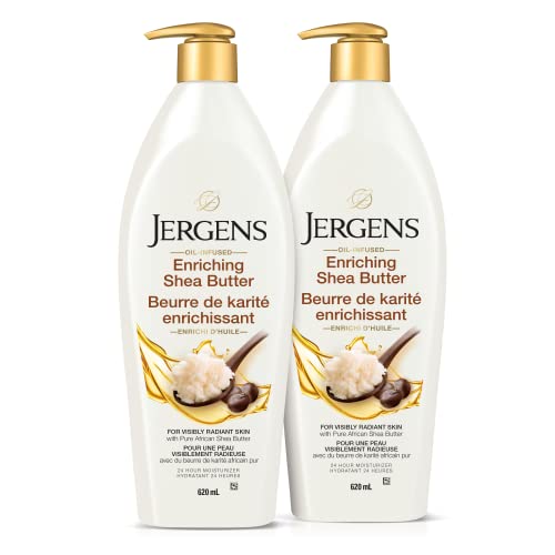 Jergens Moisturizer | Enriching Shea Butter Body Lotion for Dry Skin | Dermatologist Tested and Cruelty Free, Pack of 2