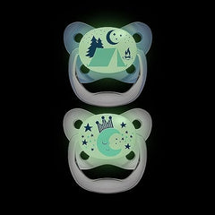 Dr. Brown's PreVent Pacifiers – Glow-In-The-Dark, Stage 2, 6-18 months, 2 Pack, Blue Camping and Moon