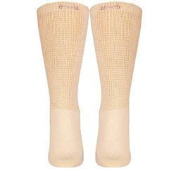 Truform Diabetic Socks for Men and Women, Medical Style Crew Length, Mid Calf Height, 3 Pairs, Tan, X-Large