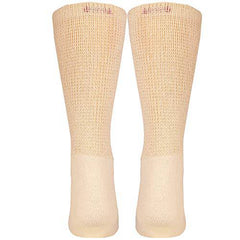 Truform Diabetic Socks for Men and Women, Medical Style Crew Length, Mid Calf Height, 3 Pairs, Tan, Medium