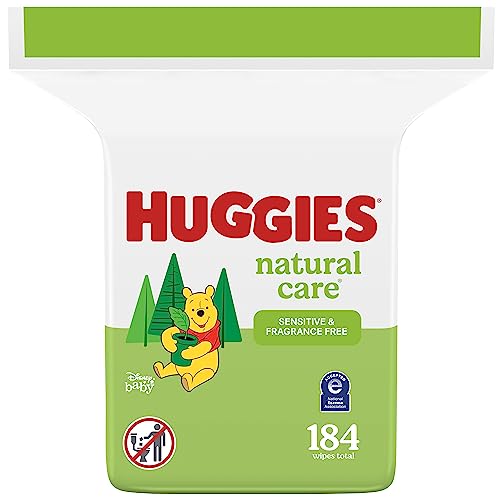 HUGGIES Natural Care Baby Wipes, Refill Pack (184 Sheets Total), Fragrance-free, Alcohol-free, Hypoallergenic