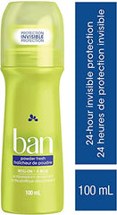 Ban Powder Fresh 24-Hour Roll-on, Antiperspirant Deodorant, 100 Ml