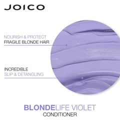 Joico Blonde Life Violet Purple Conditioner, Neutralizes Brassy Tones for Blonde Hair, Strengthen Dry Damaged Hair, with Rosehip Oil and Keratin