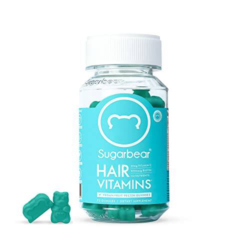 Sugarbear Vegan Hair Gummy Vitamins with Biotin, Vitamin C, Vitamin B-12, Zinc for Hair Skin & Nails (60 Count)