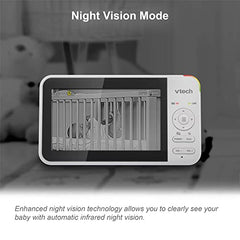 VTech VM924-2 Pan & Tilt Video Baby Monitor with 2 Cameras, 5" LCD Screen, Up to 17 Hrs Video Battery Life(2600 mAh), 1.33x Zoom, Night Vision, Best-in-Class 1000ft Range, Soothing Sounds, 2-Way Talk