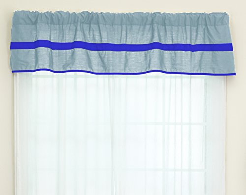 Baby Doll Bedding Solid Stripe Window Valance, Light Blue/Royal Blue