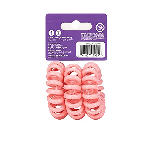 Goody Dentless Jelly Bands Elastic Thick Hair Coils - 3 Count, Pink - Medium Hair to Thick Hair - Hair Accessories for Women and Girls - Perfect for Long Lasting Braids, Ponytails and More