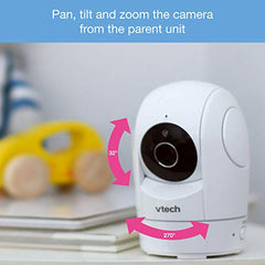 VTech VM5262 5" Digital Video Baby Monitor with Pan & Tilt Camera, White, One Size