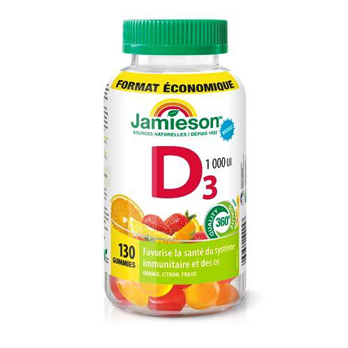 Jamieson Vitamin D3 1,000 IU Gummies - Orange, Strawberry, Lemon Flavour, 130 Gummies