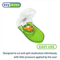 Ezy Dose Pill Cutter with Safety Shield, Safely Cut Pills and Vitamins, Pill Splitter, Green