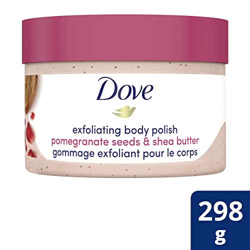 Dove Exfoliating Body Polish Scrub For Silky, Soft Skin Pomegranate and Shea Butter Body Scrub Exfoliates and Provides Lasting Nourishment 10.5 oz