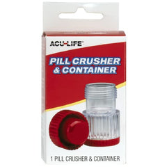 Acu-Life Pill Crusher and Grinder, Crushes Pills, Vitamins, Tablets, Stainless Steel Blade, Includes Storage Container, Transparent/Red 1 Count (Pack of 1)