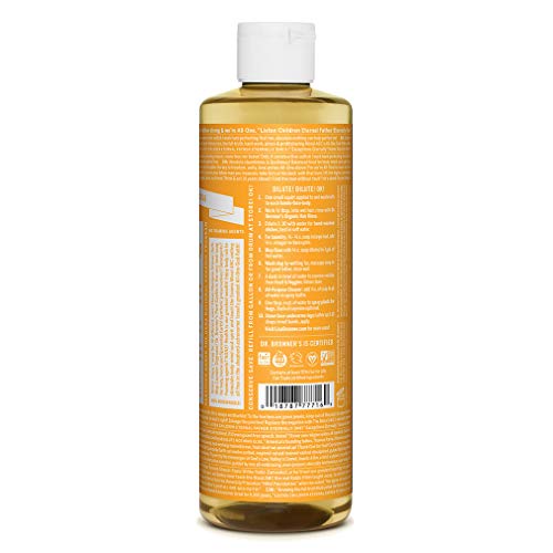 Dr. Bronner’s - Pure-Castile Liquid Soap (Citrus, 473 mL) - Made with Organic Oils, 18-in-1 Uses: Face, Body, Hair, Laundry, Pets and Dishes, Concentrated, Vegan, Non-GMO