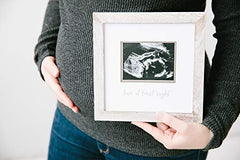 Pearhead Love at First Sight Rustic Sonogram Photo Frame, Baby Ultrasound Keepsake Picture Frame, Gender-Neutral Nursery Décor, 4" x 3" Photo Insert, Distressed Wood