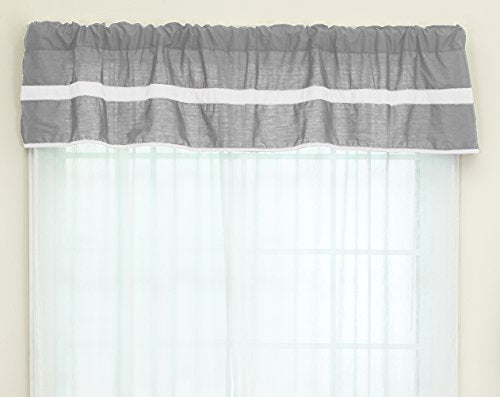 Baby Doll Bedding Solid Stripe Window Valance, Grey/White