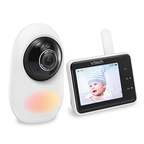 VTech 1080p Smart WiFi Remote Access Video Baby Monitor with Super-slim 2.8” Display, Night Light, RM2751 (White)