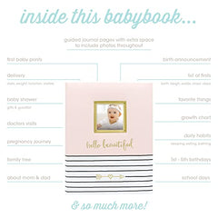 Pearhead Hello Beautiful, First 5 Years Baby Memory Book with Photo Insert, Pink