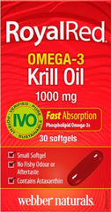 Webber Naturals RoyalRed Krill Oil 1000 mg, 30 Softgels, Supports Cardiovascular Health and Brain Function, Antioxidant Support