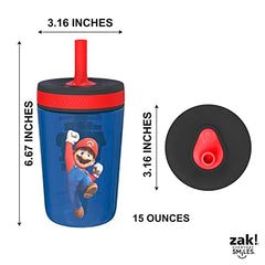 Zak Designs The Super Mario Bros. Movie Kelso Toddler Cups for Travel or at Home, 15oz 2-Pack Durable Plastic Sippy Cups with Leak-Proof Design is Perfect for Kids (Mario & Luigi)