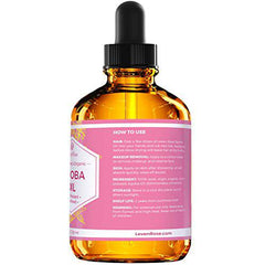 Jojoba Oil by Leven Rose, Pure Cold Pressed Natural Unrefined Moisturizer for Skin Hair Body and Nails 4 oz