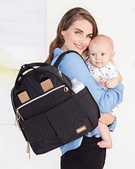 Skip Hop Diaper Bag Backpack: Suite 6-in-1 Diaper Backpack Set, Multi-Function Baby Travel Bag with Changing Pad, Stroller Straps, Bottle Bag and Pacifier Pocket, Black