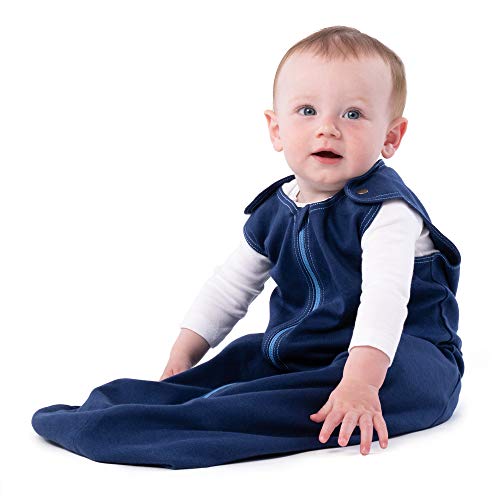 baby deedee - Cotton Baby Sleeping Bag Sack - Sleep nest Basic, Indoor Wearable Blanket, Newborn and Infants, Deep Sea Blue, Small (0-6 Months), (196)