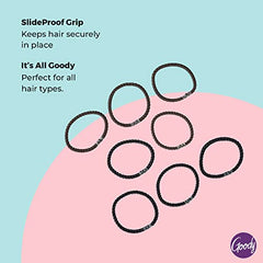 Goody SlideProof Hair Tie Elastics, 4mm, Black and Brown, 8-count