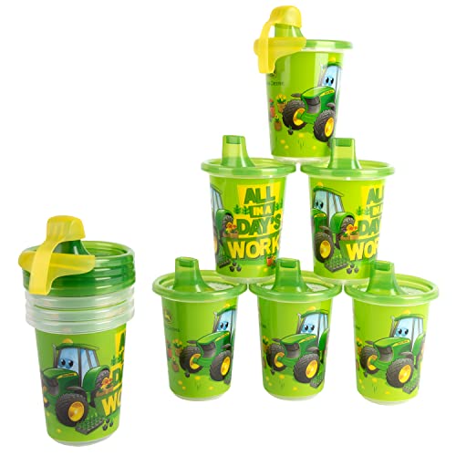 The First Years Take & Toss John Deere Sippy Cups with Lids - 10 Oz - 10 Cup Kids' Party Pack Includes 2 Travel Caps