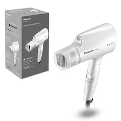 Panasonic EHNA2C Hydrating Nanoe Salon Travel Hair Dryer with Oscillating Quick Dry Nozzle, White