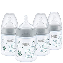 NUK Smooth Flow Bottle, Woodlands, 5oz, 4 Pack, Grey Elephant