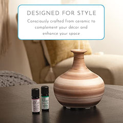 Ellia Cordless Ultrasonic Aroma Diffuser - Wander Essential Oil Ceramic Rechargeable Diffuser, Brown