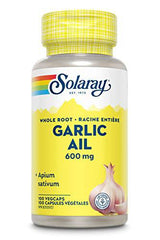 SOLARAY – Garlic Bulb, 600mg | Organically Grown | Heart Health & Herbal Support | Allium Sativum, Whole Bulb | Dietary Supplement | USDA Organic, Vegan, Lab Verified | 100 Organic Capsules